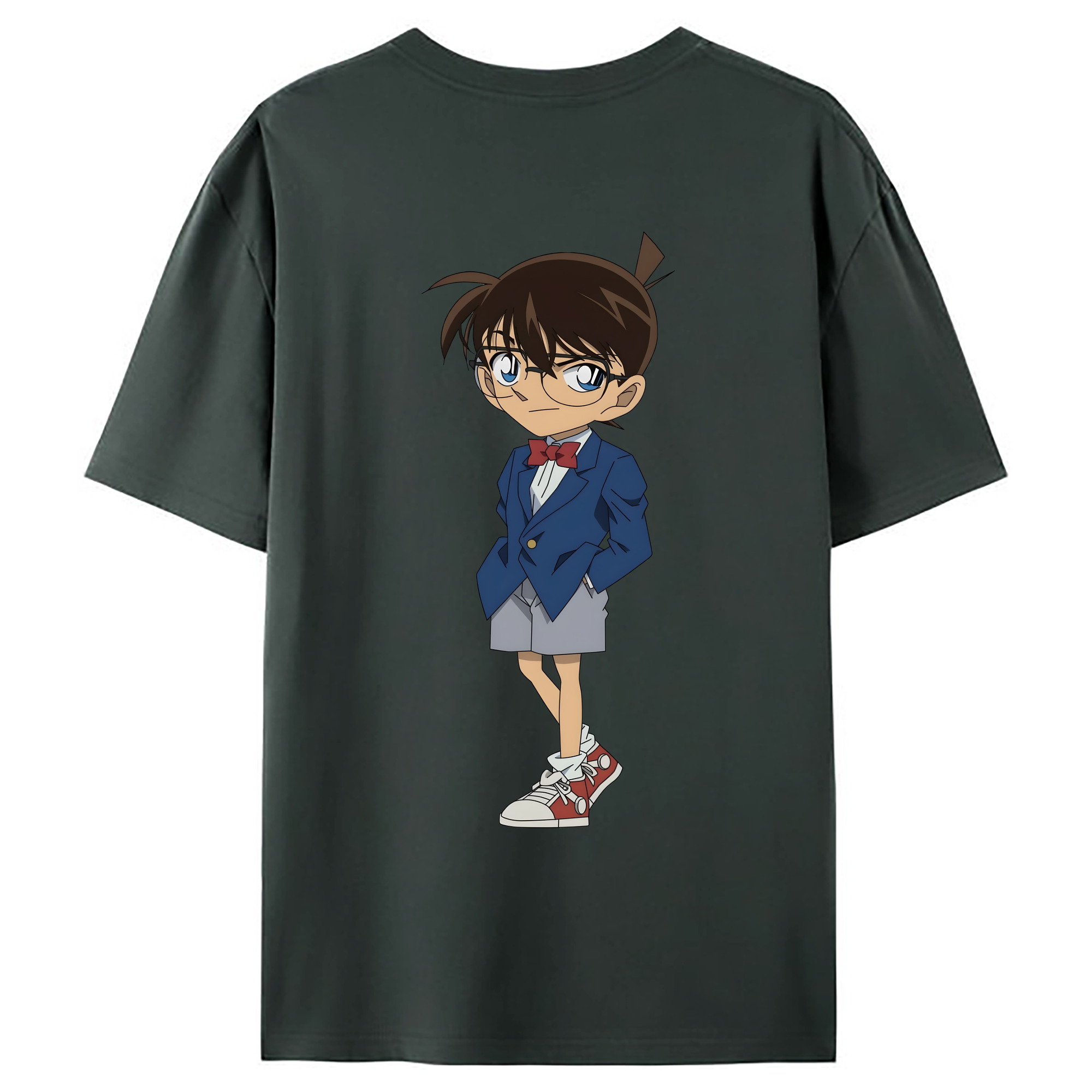 （画像用） 名探偵コナン 江戸川 コナン Detective Conan Conan Edogawa 綿100％ メンズ半袖Tシャツ（バックプリント） 通気性